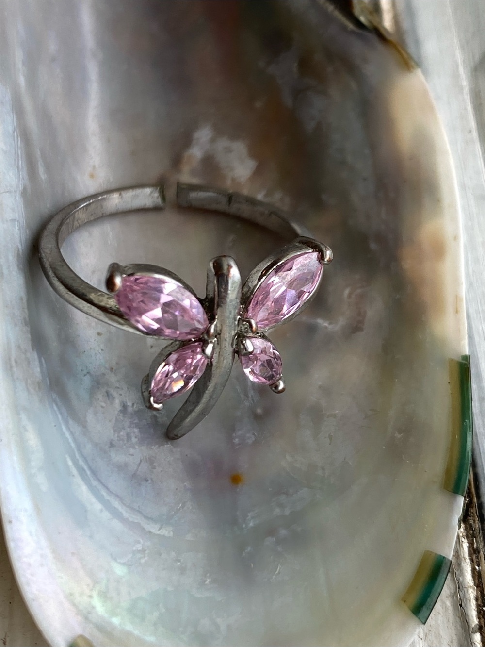 Pink Butterfly Crystal Ring - Women Jewelry